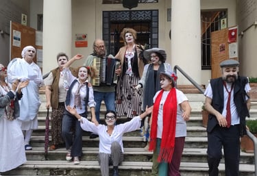 a group of people dressed in costumes for halloween