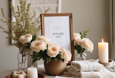 A modern apartment complex featuring two multi-story buildings with large windows and balconies. The complex is surrounded by landscaped areas with palm trees and a small pool in the center. Several parked vehicles are situated along the paved driveway that runs between the buildings.