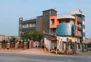 a building with a building in the background