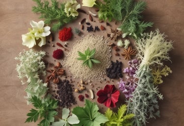 Hands are delicately sorting small red seeds or berries on a white surface, with sunlight casting shadows across the scene.