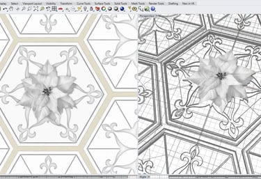 poinsettia tile design in 3D modeling program