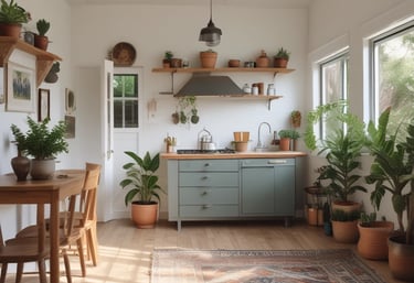 A welcoming modern short-term rental property with cozy outdoor seating and warm lighting at dusk.