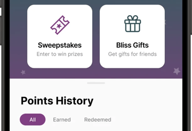 a mobile phone showing a reward card for points of interest to the points of interest