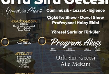 Urfa Sıra Gecesi Anında Rezervasyon Yemeksiz Menü