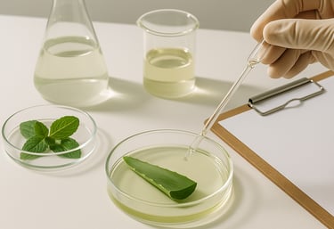 Person reviewing plant-based wellness formulation on clipboard – health and wellness product