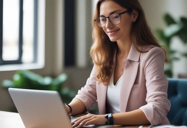 Wooden tiles with letters spelling out 'ONLINE LANGUAGES' are arranged neatly on a wooden surface. Surrounding the tiles, there are a laptop, a hard drive, a smartphone, and wireless earphones.