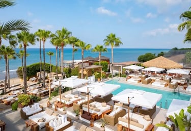 Luxury sunbeds and sea views at Nikki Beach Marbella