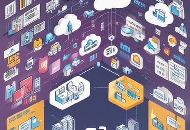 A digital marketplace showcasing various e-commerce products on a laptop screen.