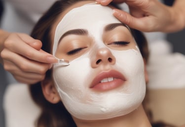 a woman getting a facial massage at a spa