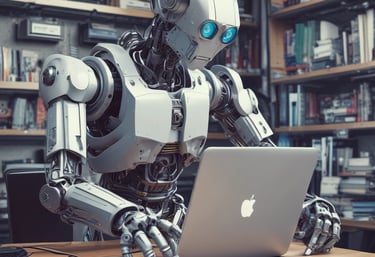 Large blue letters 'AI' stand prominently on a surface covered with a pattern of hexagonal shapes. Dark swirling lines intersect around the letters, creating a sense of motion and complexity. The background has a metallic sheen with a futuristic, digital style.