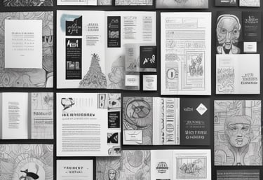 A creative workspace showcasing design tools and artistic materials.