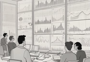 A digital dashboard displays metrics related to web performance. Graphs show detailed statistics such as total clicks, total impressions, average click-through rate (CTR), and average position over time. The chart utilizes various colors to distinguish different data sets, and the interface features tabs labeled 'QUERIES', 'PAGES', 'COUNTRIES', 'DEVICES', and 'SEARCH APPEARANCE'.