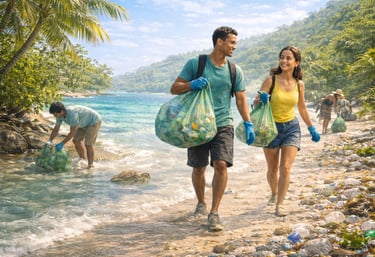 Participants à une action de protection du lagon à Mayotte