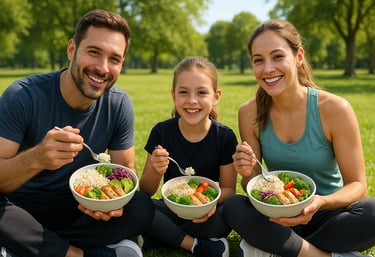 Healthy eating icons representing Diabic.Fit mission