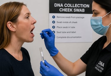 Professional DNA cheek swab collection for legal paternity testing