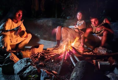 Bonfire in the Kogui village, Kogui people, Indigenous culture