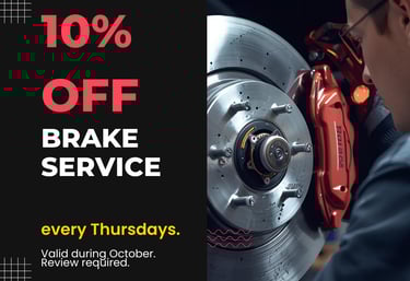Mechanic replacing brake pads during 10% off brake service promotion at Fast Tire Shop East LA