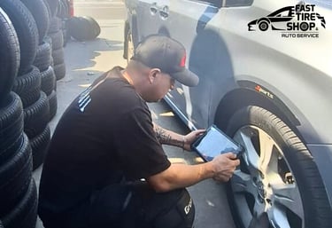 Professional vehicle diagnostic scan to detect engine codes at Fast Tire Shop East LA