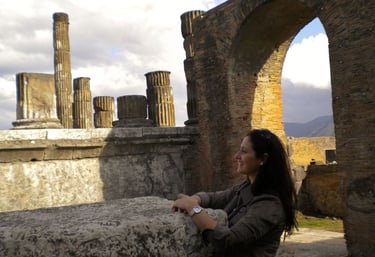 foto da autora visitando a cidade de pompei