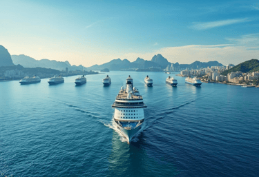 Frota completa de 7 navios na temporada brasileira de cruzeiros.