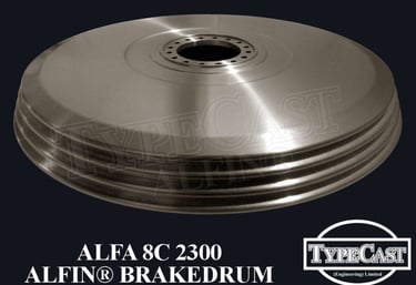 Typecast Alfa 8C 2300 aluminium cast iron Alfin brake drum for vintage classic road and race cars
