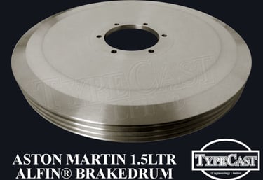 Typecast Aston Martin 1.5ltr aluminium cast iron Alfin brake drum for vintage classic road and race cars