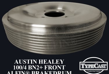 Typecast Austin Healey 100/4 BN2+ front aluminium cast iron Alfin brake drum for vintage classic road and race cars