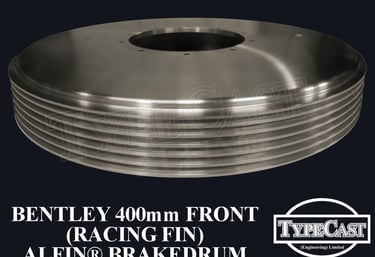 Typecast Bentley 400m front (Racing fin) aluminium cast iron Alfin brake drum for vintage classic road and race cars