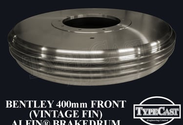 Typecast Bentley 400mm front (Vintage fin) aluminium cast iron Alfin brake drum for vintage classic road and race cars