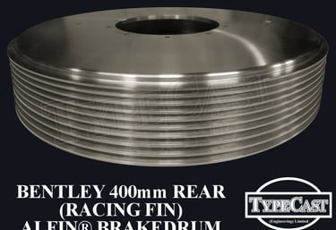 Typecast Bentley 400m rear (Racing fin) aluminium cast iron Alfin brake drum for vintage classic road and race cars