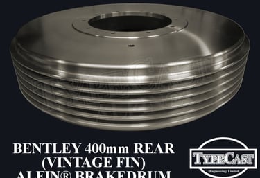 Typecast Bentley 400mm rear (Vintage fin) aluminium cast iron Alfin brake drum for vintage classic road and race cars