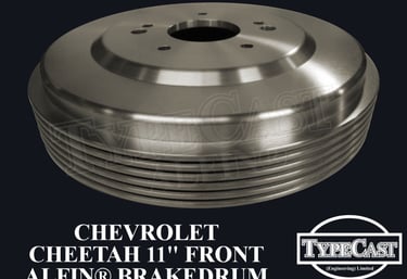 Typecast Chevrolet Cheetah 11" front aluminium cast iron Alfin brake drum for vintage classic road and race cars