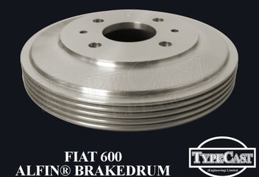 Typecast Fiat 600 aluminium cast iron Alfin brake drum for vintage classic road and race cars