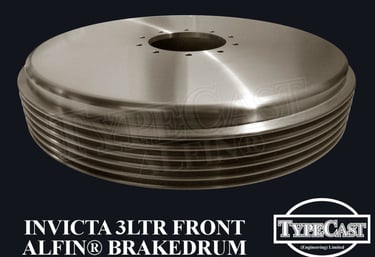 Typecast Invicta 3ltr S-Type front aluminium cast iron Alfin brake drum for vintage classic road and race cars