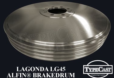 Typecast Lagonda LG45 M45 aluminium cast iron Alfin brake drum for vintage classic road and race cars
