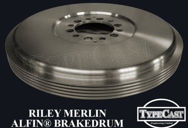 Typecast Riley Merlin aluminium cast iron Alfin brake drum for vintage classic road and race cars