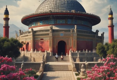 A person is seated comfortably inside a private jet, wearing a blue suit jacket and light-colored trousers. The interior features plush beige leather seats and a window through which soft light filters, creating a serene atmosphere. The cabin has elegant wood and gold-tone detailing.