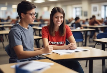 student in tutoring environment, slightly blurred.