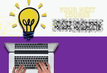 photo of a laptop and "your next course" text