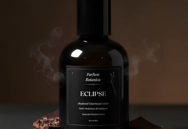 a bottle of perfume and coffee beans