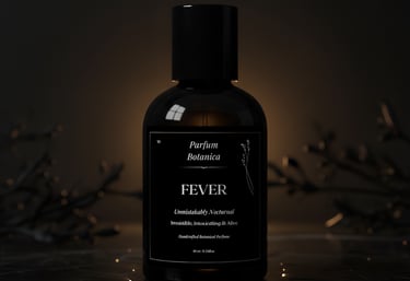 a bottle of perfume with a black and white background