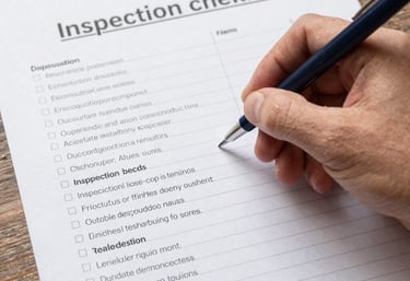 Close-up of hands analyzing property documents and blueprints on a desk.