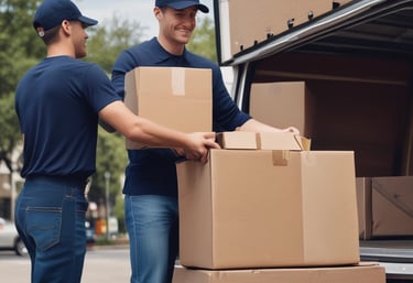 A set of freight train cars carrying shipping containers is stationed on railway tracks. The scene includes several branded containers, featuring names like Triton, Hamburg Sud, and Maersk. The background consists of trees and utility poles under a partially cloudy sky. The setting appears to be an open railway yard or station.
