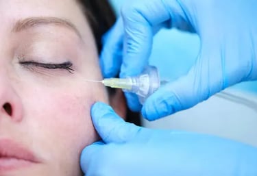 a woman getting a botoxoxation in a beauty salon
