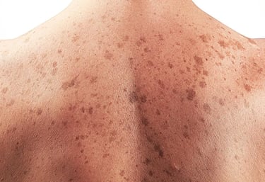 a man with a large amount of freckers on his back