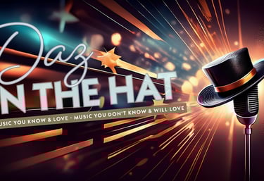 a microphone and a hat on a stage with the title "Daz in the Hat".