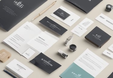 A workspace featuring a whiteboard with a social media content schedule, organized by day and platform, using sticky notes in varying colors. A wooden table holds an open laptop displaying a social media management application, alongside pens and small circular items.