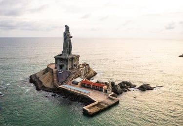 Kanyakumari is at the southern tip of India, where three seas meet.