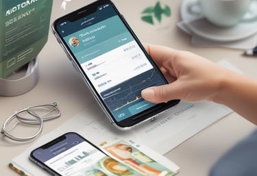 a person holding a cell phone in front of a laptop