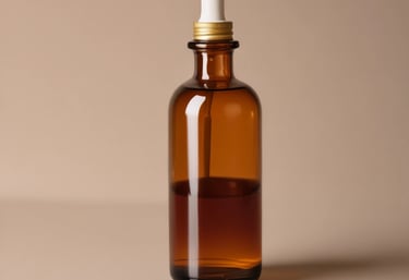 Amber dropper bottle filled with oil no label
